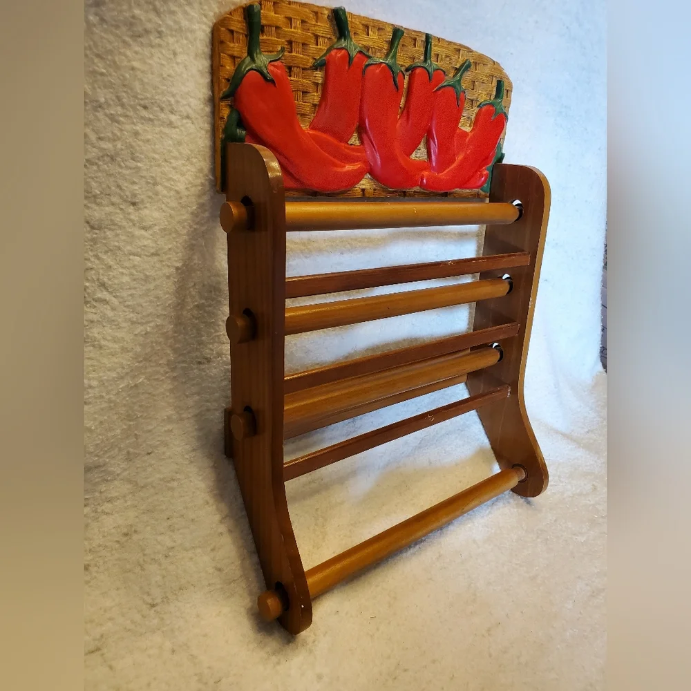 Wood Vtg Mid Century Pepper Drying Rack